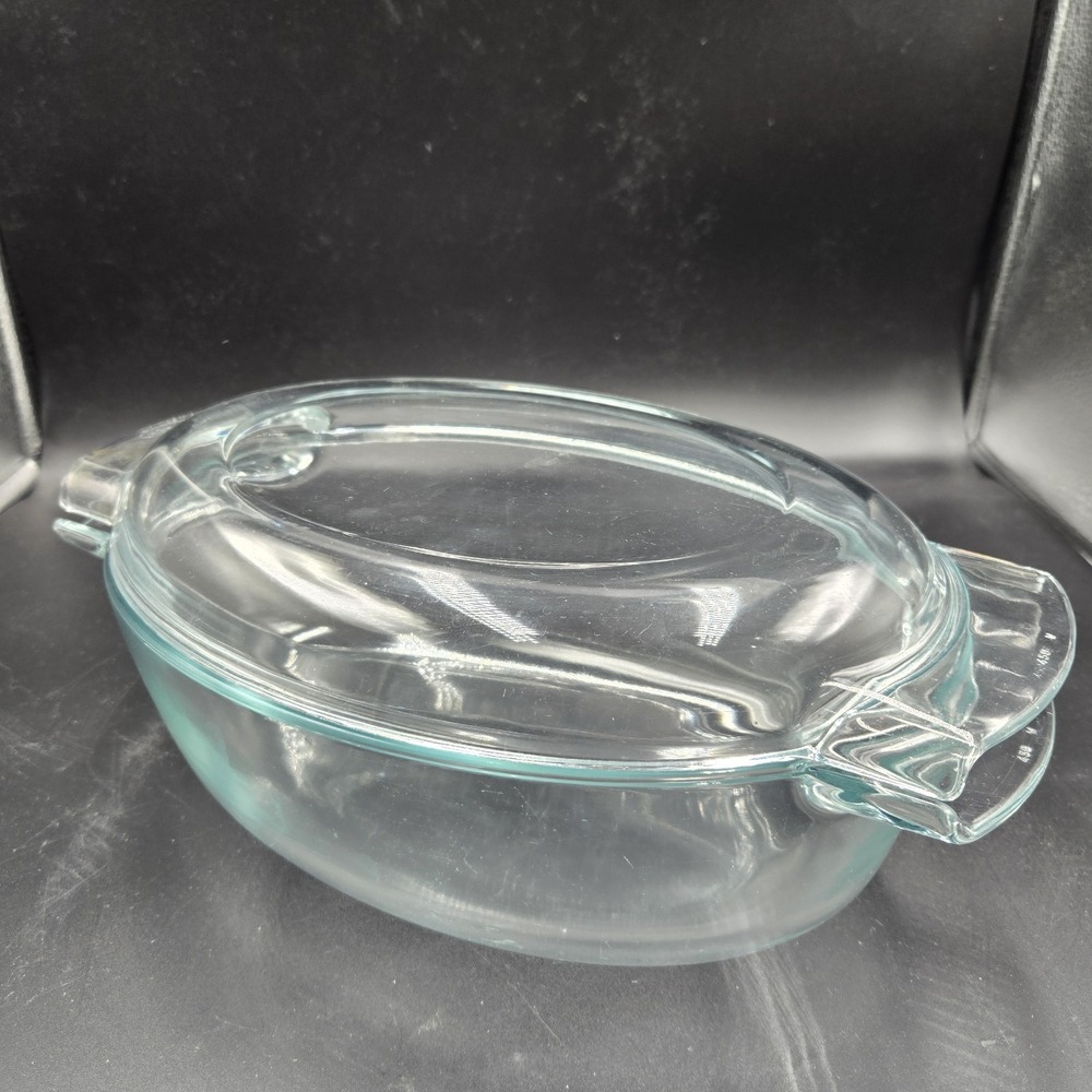 PYREX by Corning VTG Casserole Dish Roaster With Handles & Lid 459 W Clear Glass